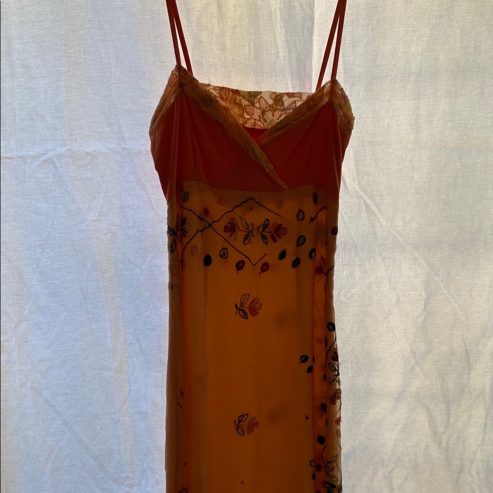 Pale yellow silk and embroidered Chiffon dress.